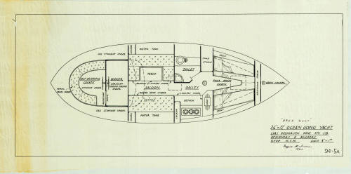 Plan for interior of yacht PEER GYNT