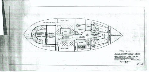 Plan for the interior of the yacht PEER GYNT