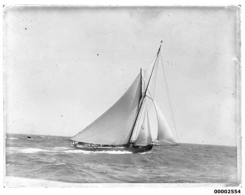 Gaff cutter sailing on the ocean