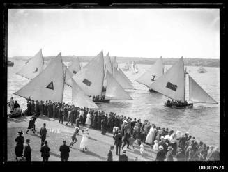 Spectators viewing the start of an 18-footer Championship race off Clark Island