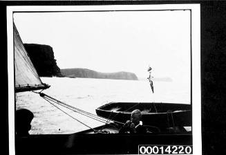 View of headlands from the deck of yacht UTIEKAH II