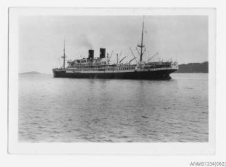 Photograph of the Athey family departing Singapore on Royal Interocean lines vessel