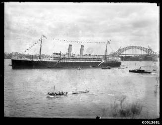 Orient liner RMS ORMONDE at anchor in Sydney Harbour