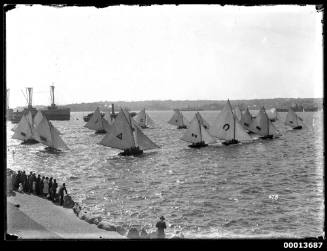 Start of an 18-footer Championship race on Sydney Harbour