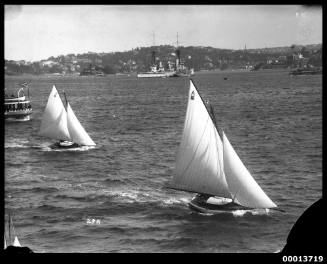 RESTLESS leads PATTY B in a Sydney Amateur Sailing Club race