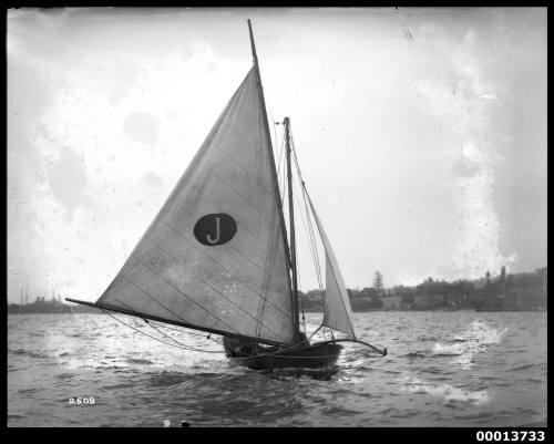 Skiff with J on main sail