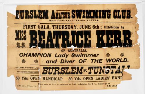 Exhibition by Miss Beatrice Kerr of Australia, Champion Lady Swimmer and Diver of the World