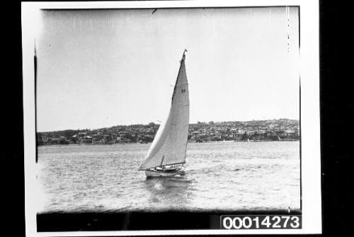 Single masted yacht 33 under sail in Sydney Harbour