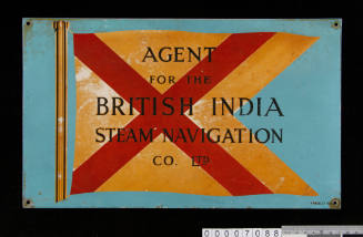 Metal sign featuring house flag for the British India Steam Navigation Co Ltd





