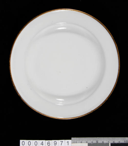 White enamelled dinner plate