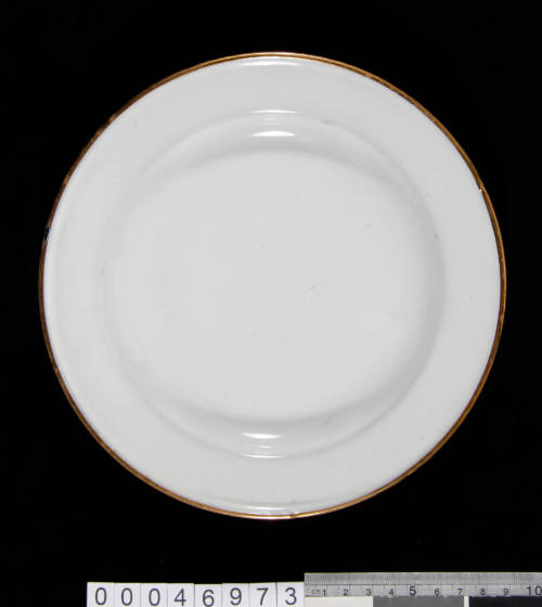 White enamelled dinner plate