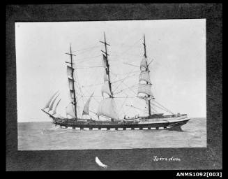 Clipper ship TORRIDON with sails set and underway