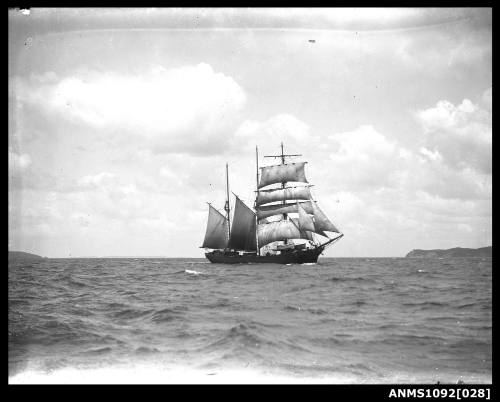 New Zealand ship SENORITA underway with sails set
