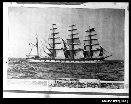 Four-masted barque AFGHANISTAN with reduced sail