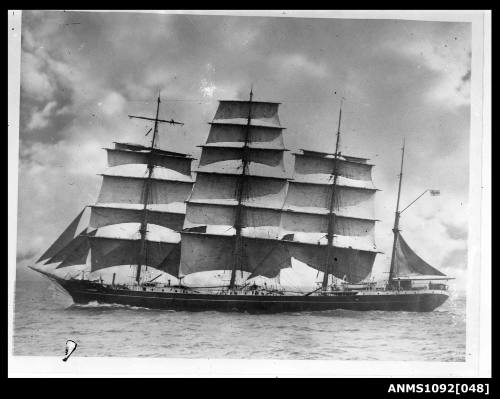 Four-masted barque C.B. PEDERSEN with sails set and underway