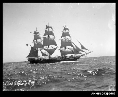 Three-masted ship JOSEPH CONRAD leaving Sydney Harbour