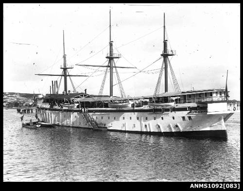 Training ship HMAS TINGIRA, probably moored at Rose Bay, Sydney Harbour