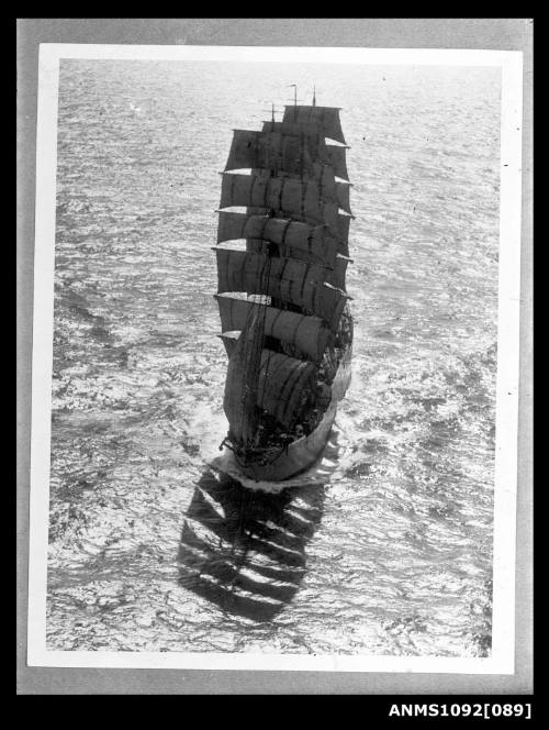 Three-masted barque MAGDELENE VINNEN sailing out of Sydney Harbour