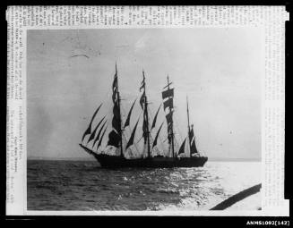 Four masted barque sails set and underway