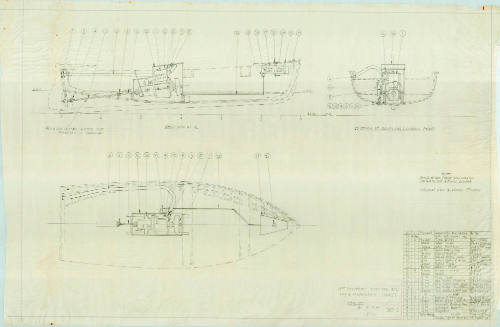 Pipe and machinery arrangement plan of an 18 ft powered launch (seine boat)