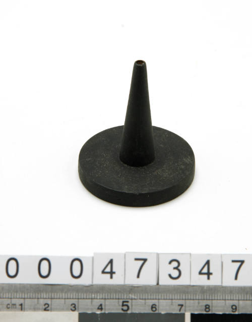 Black painted wooden buoy