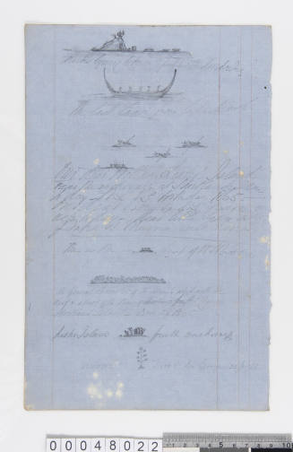 Notes and sketches of boats and islands from the Solomons
