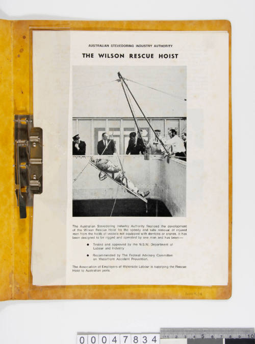 Pamphlet and training list for the Wilson Rescue Hoist