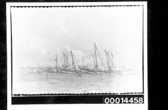 Sailing vessels off George Town, Penang Island, Malaya