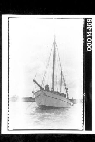 Bow view of yacht SIRIUS moored off Colombo, Ceylon
