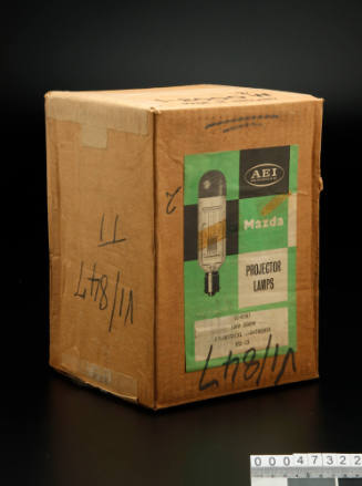 Cardboard box for AEI Lamp and Lighting Co Ltd, Mazda Projector Lamps, Made in England