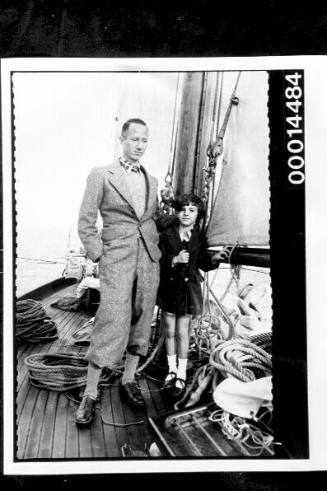 Man and young girl on the deck of yacht SIRIUS on route to Ismaïlia, Egypt