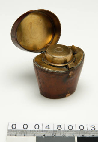 19th century portable brass inkwell