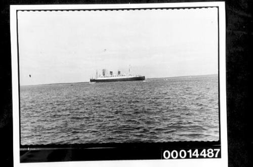 Large passenger liner at sea off the coast of England