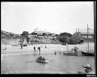 Competitors and spectators at a yacht race in Watsons Bay