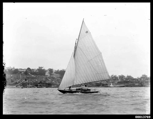 Untitled (double ended sailing boat with '50' on sail)