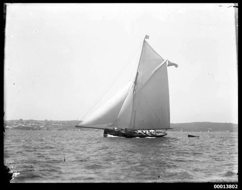 Large gaff-rigged yacht on Sydney Harbour