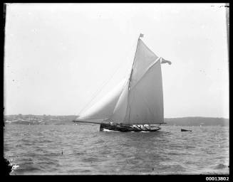 Large gaff-rigged yacht on Sydney Harbour