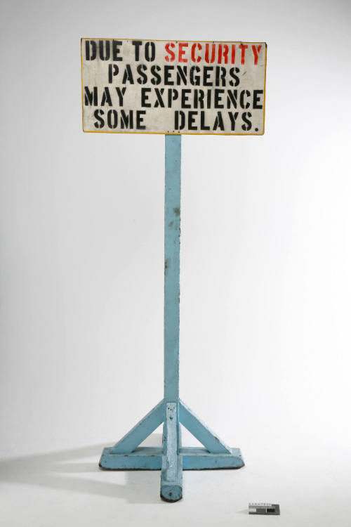 Wooden sign on stand