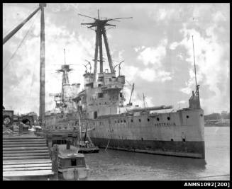 HMAS AUSTRALIA I at Garden Island preparing for scuttling off Sydney Heads