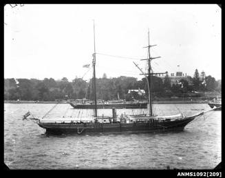 Schooner HMS DART moored near Government House, Sydney Harbour