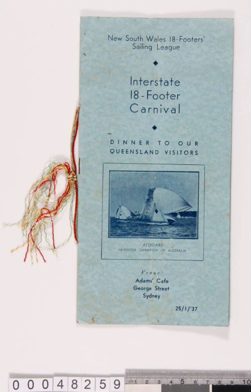 NSW 18-Footers Sailing League Interstate 18-Footer Carnival Dinner Menu