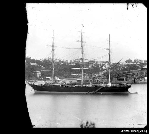 Three-masted ship at anchor in Neutral Bay, Sydney Harbour