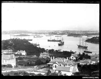 Image of vessels moored in Neutral Bay looking towards Fort Denison and Garden Island