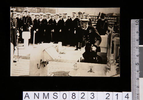 George V coming onto the deck of HMAS AUSTRALIA on 17 July 1928