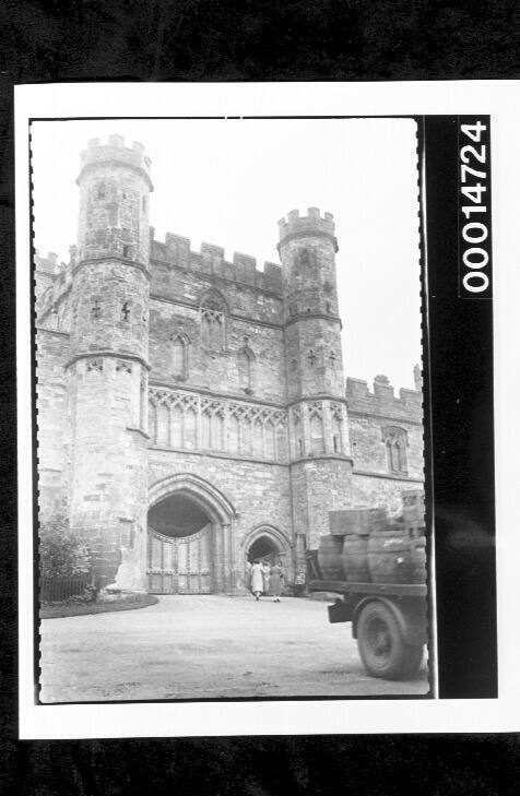 The entrance of a stone castle, England