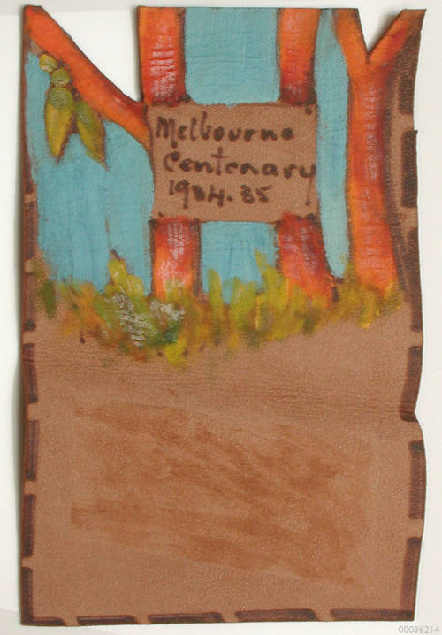 Melbourne Centenary 1934-35 hand painted leather