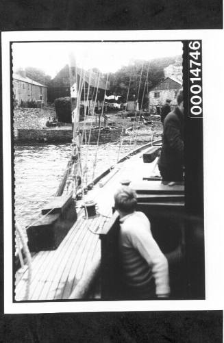 Yacht SIRIUS mooring off a small coastal village, south coast of England