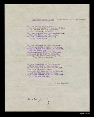 Lyrics of a Song composed about the First Royal Australian Naval Bridging Train in Egypt during World War I
