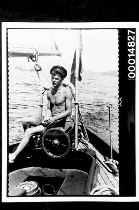 Harold Nossiter Jnr at the cockpit of yacht SIRIUS, Trinidad, West Indies