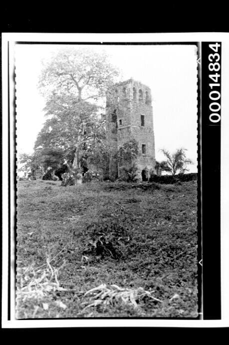 The ruins of a cathedral tower in Panama